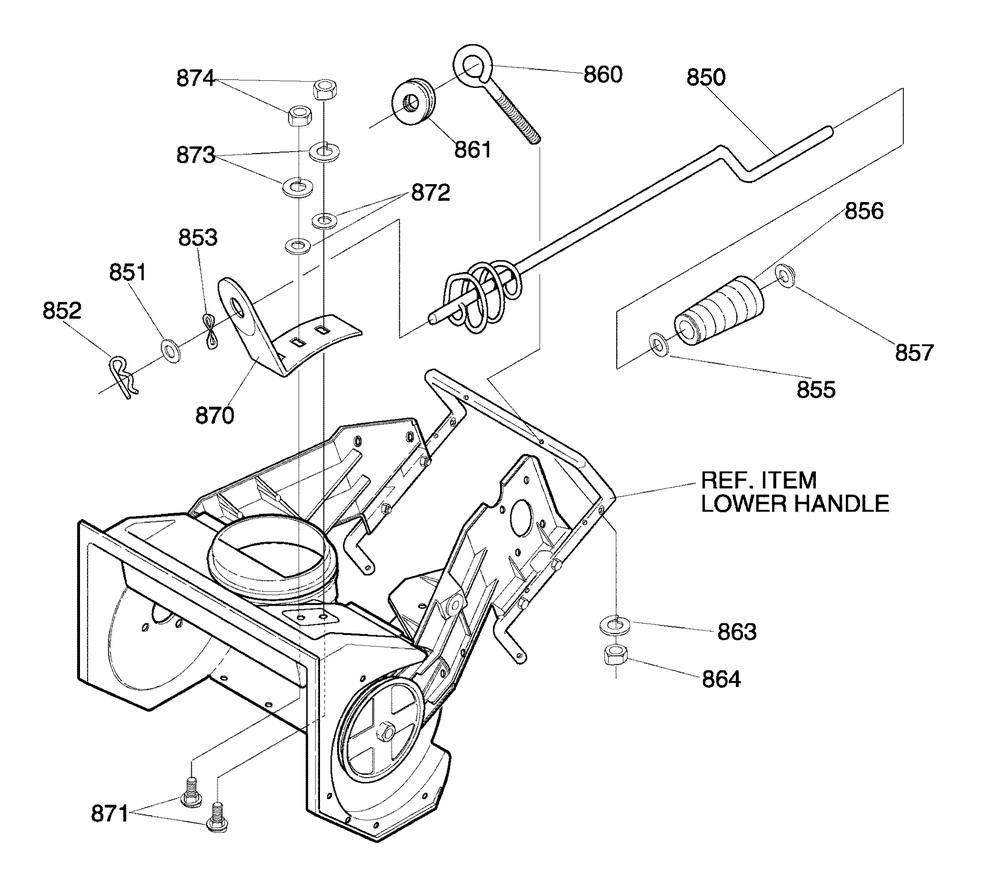 Chute Rod Assembly Diagram and Parts List for 620351X16NB 2004 Briggs and Stratton Snow Blower